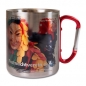 Preview: Edelstahltasse 8oz, roter Karabiner-Henkel, ca. D: 70 mm/H: 80 mm