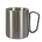 Preview: Edelstahltasse 10oz, silber Karabiner-Henkel, ca. D: 80 mm/H: 90 mm