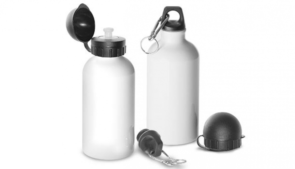 Aluminium-Trinkflasche 0,5l, weiß,  D: 72 mm, H: 190 mm